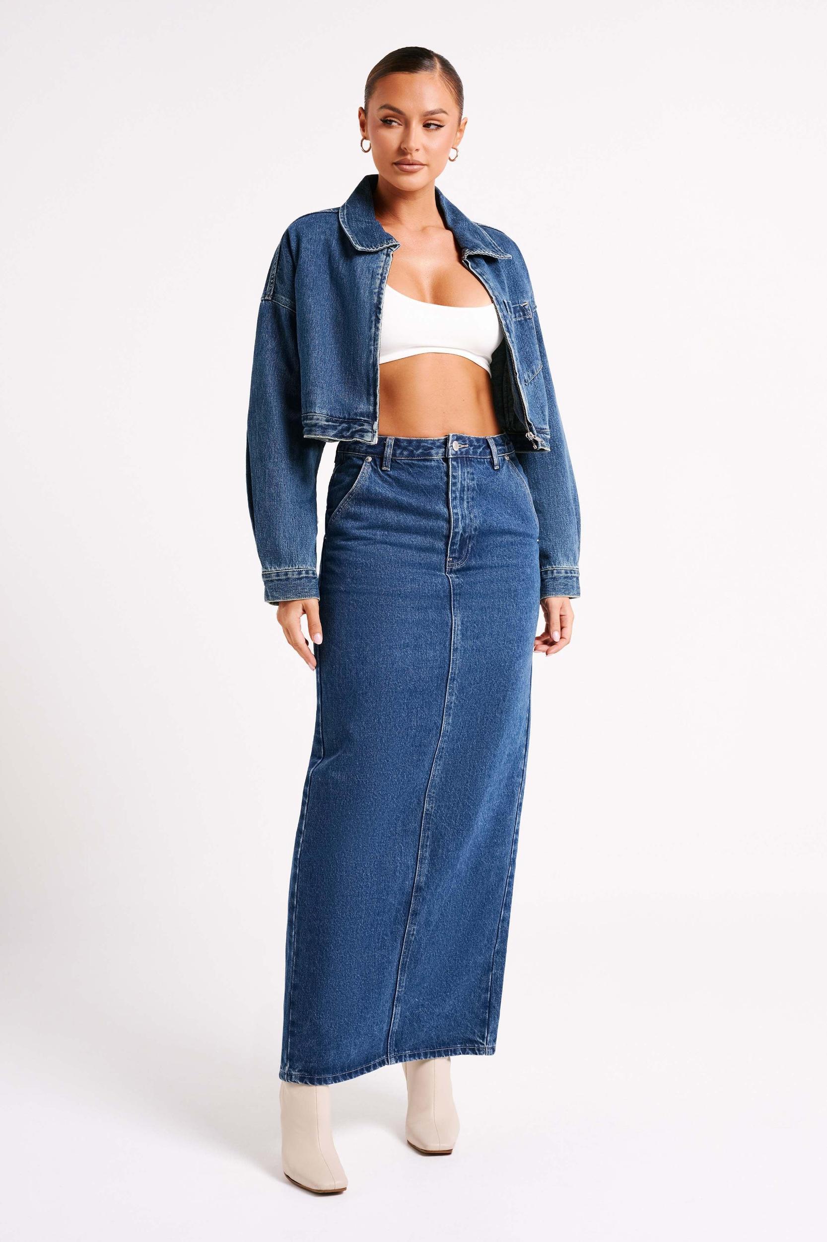 Illona Denim Maxi Skirt - Dark Blue Product Image