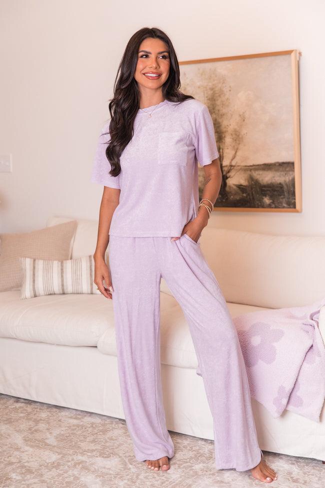 Never Looking Back Lilac Terry Lounge Pants FINAL SALE Product Image