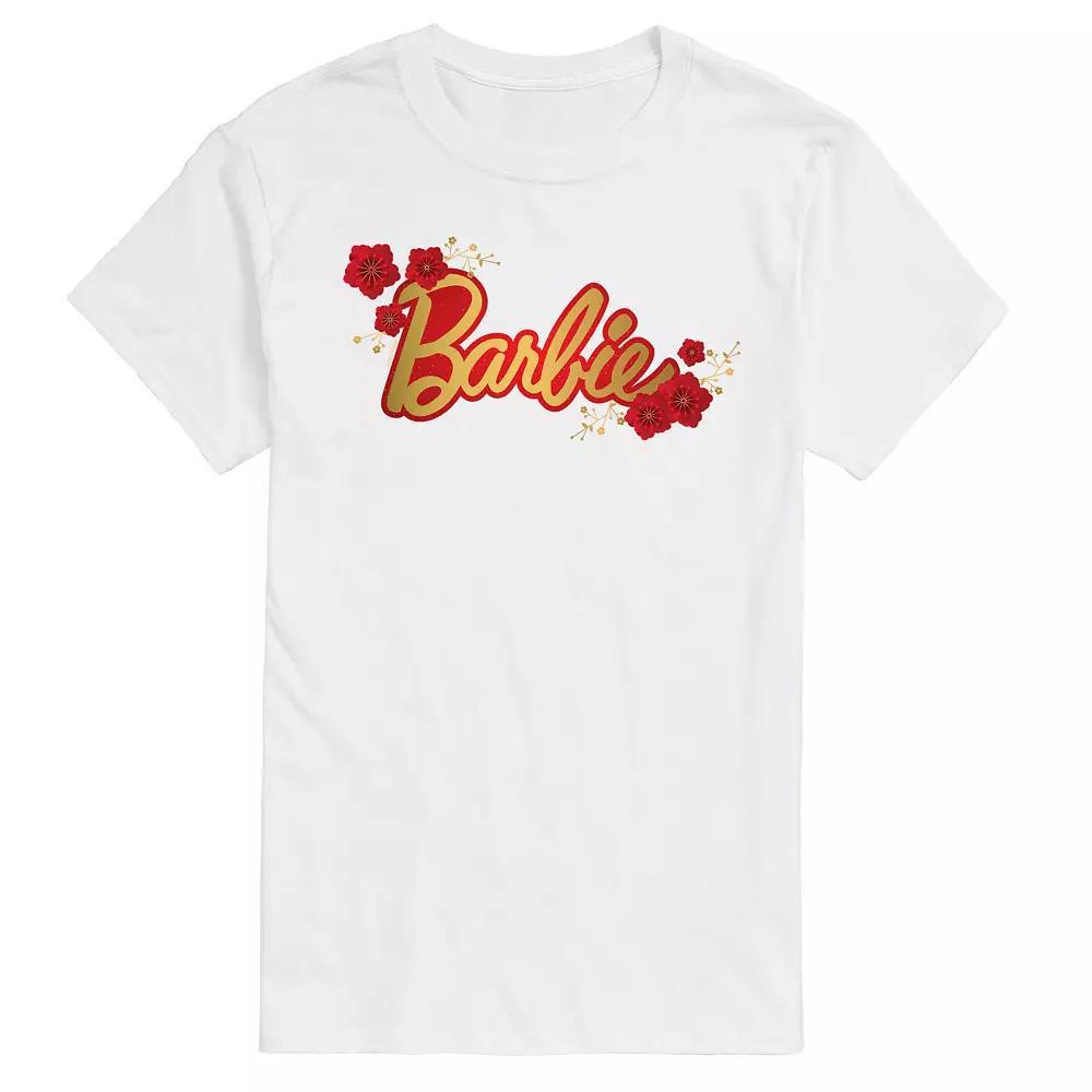 Big & Tall Barbie Logo Red Floral Graphic Tee, Mens Product Image