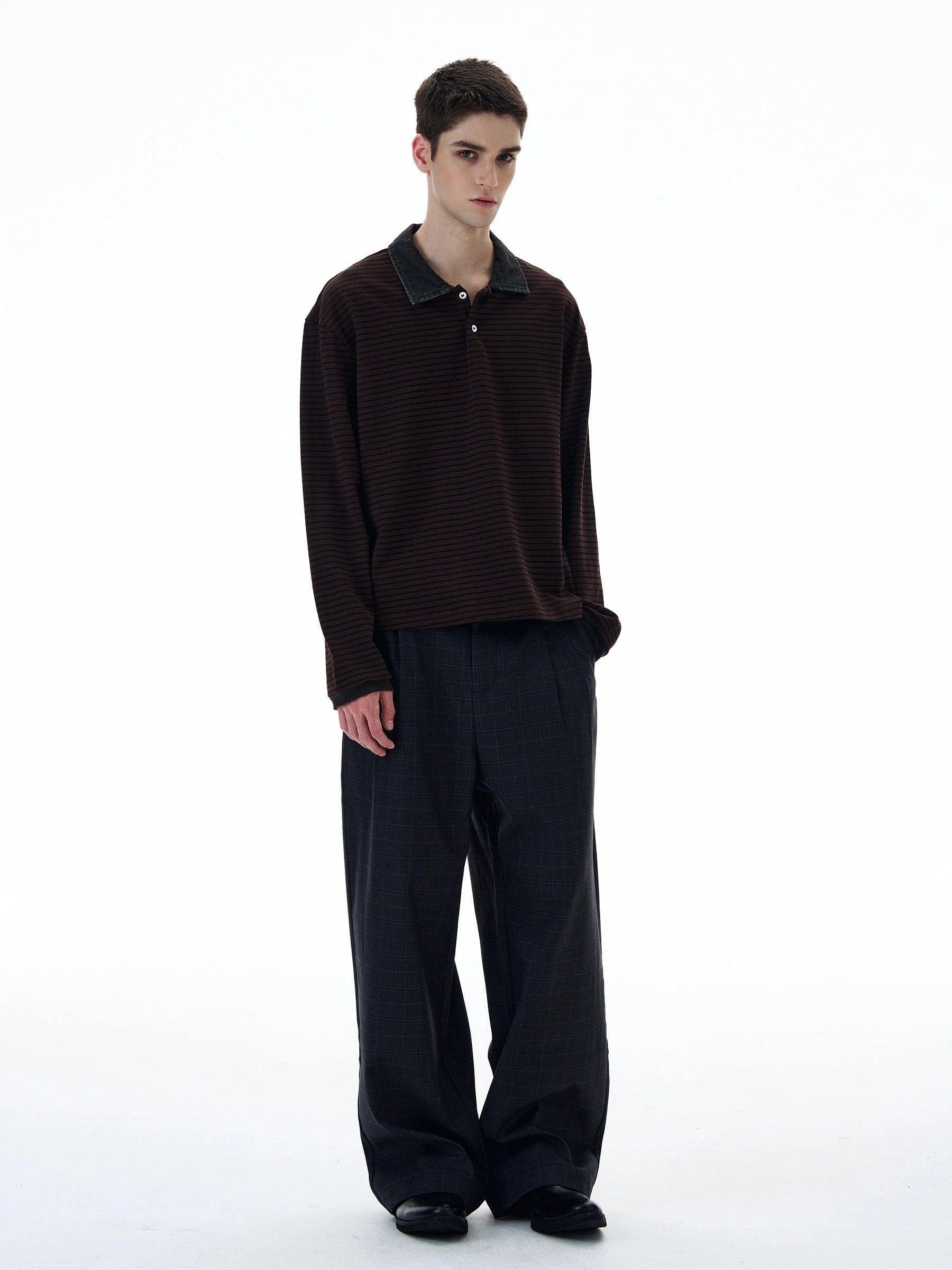 RT No. 20002 DENIM COLLAR STRIPED SWEATER Product Image