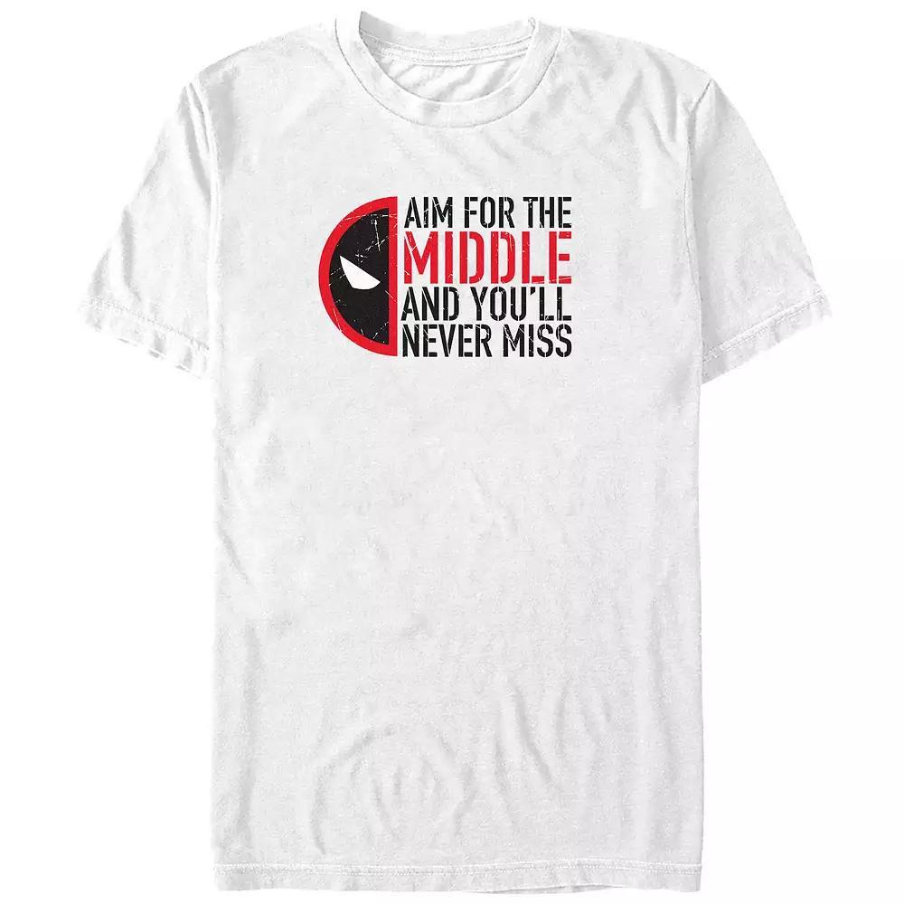 Big & Tall Marvel Deadpool Aim For The Middle And You'll Never Miss Graphic Tee, Men's, Size: XXL Tall, White Product Image