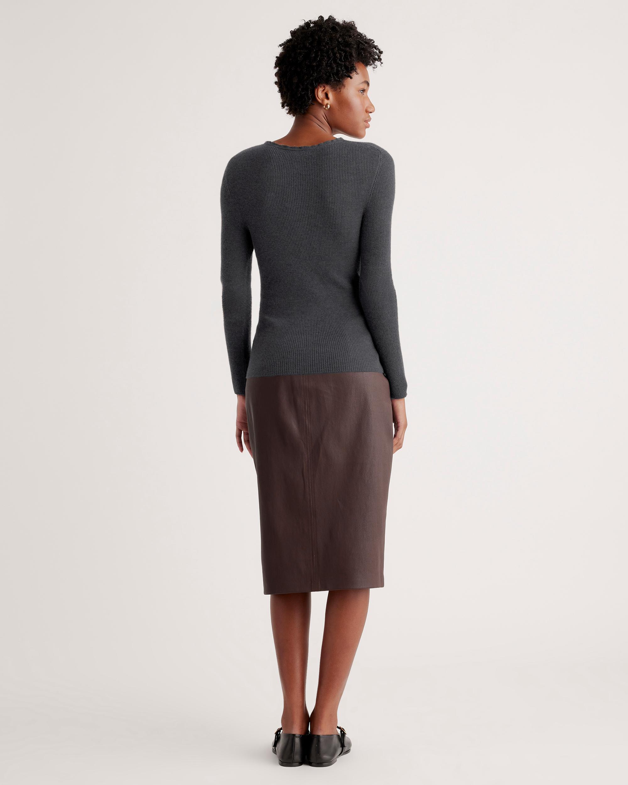Quince | Women's Featherweight Cashmere Ribbed Crewneck Sweater Size XS Product Image