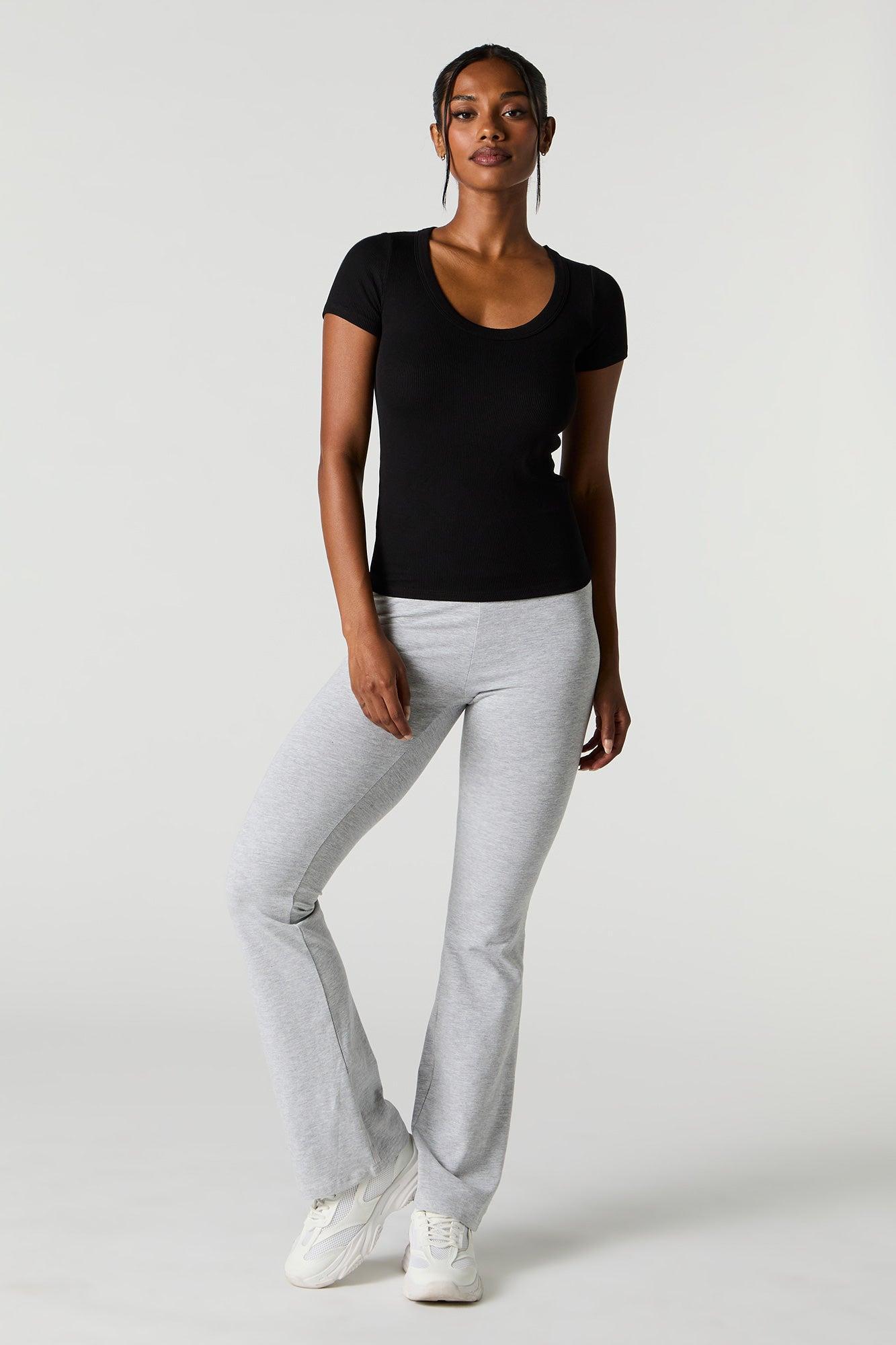 Ribbed Scoop Neck T-Shirt Female Product Image
