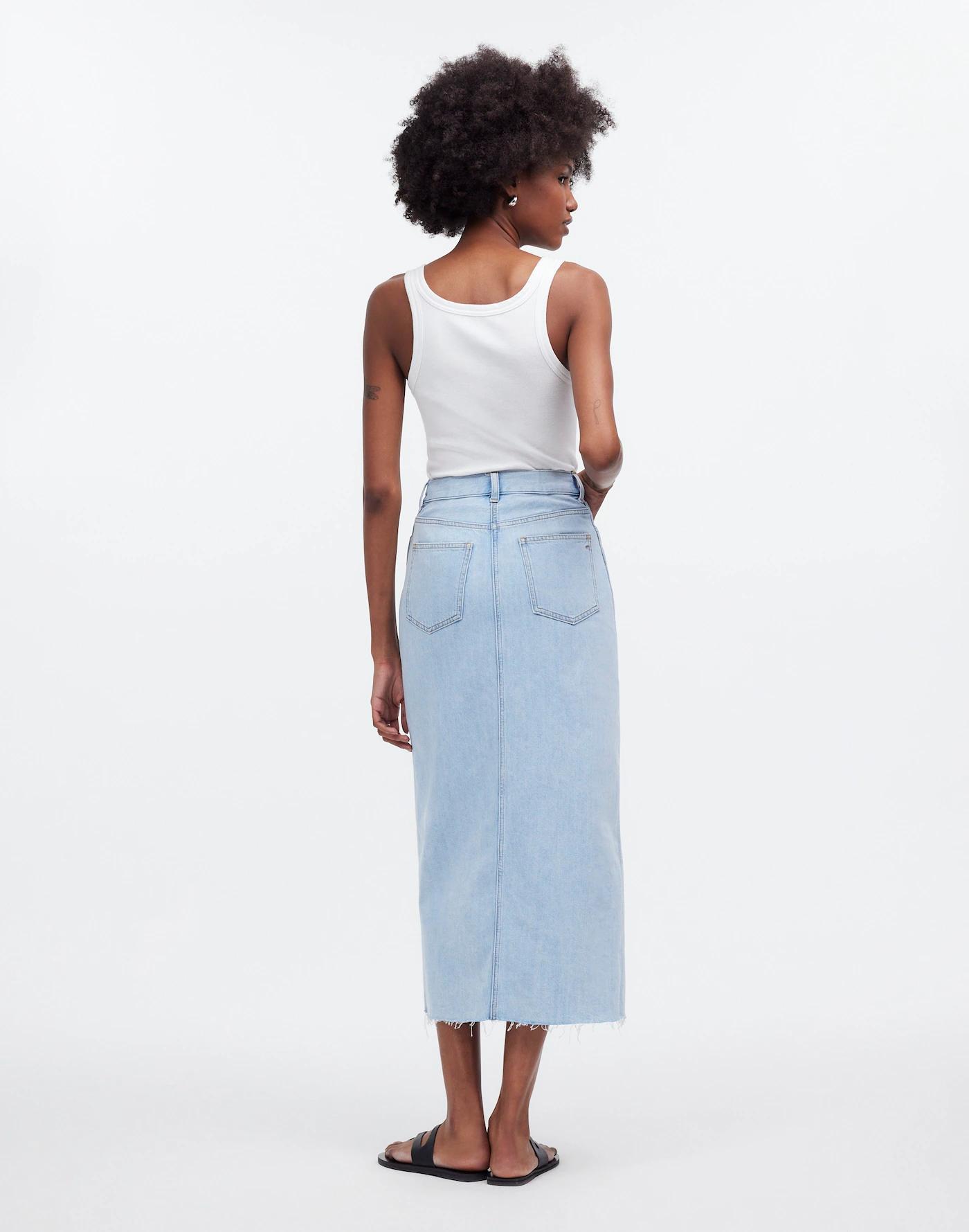 The Rilee Denim Midi Skirt Product Image