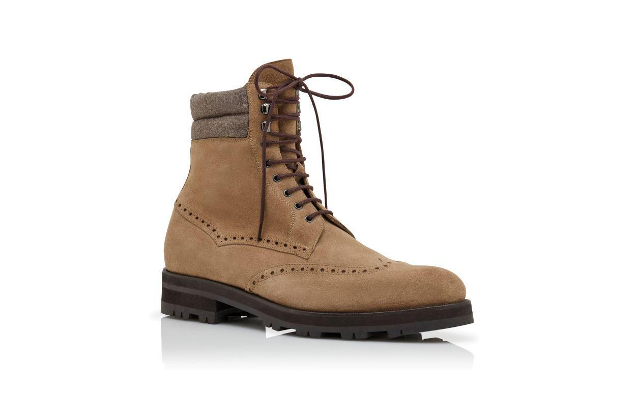 SAPELE Beige Suede Mid Calf Boots Product Image