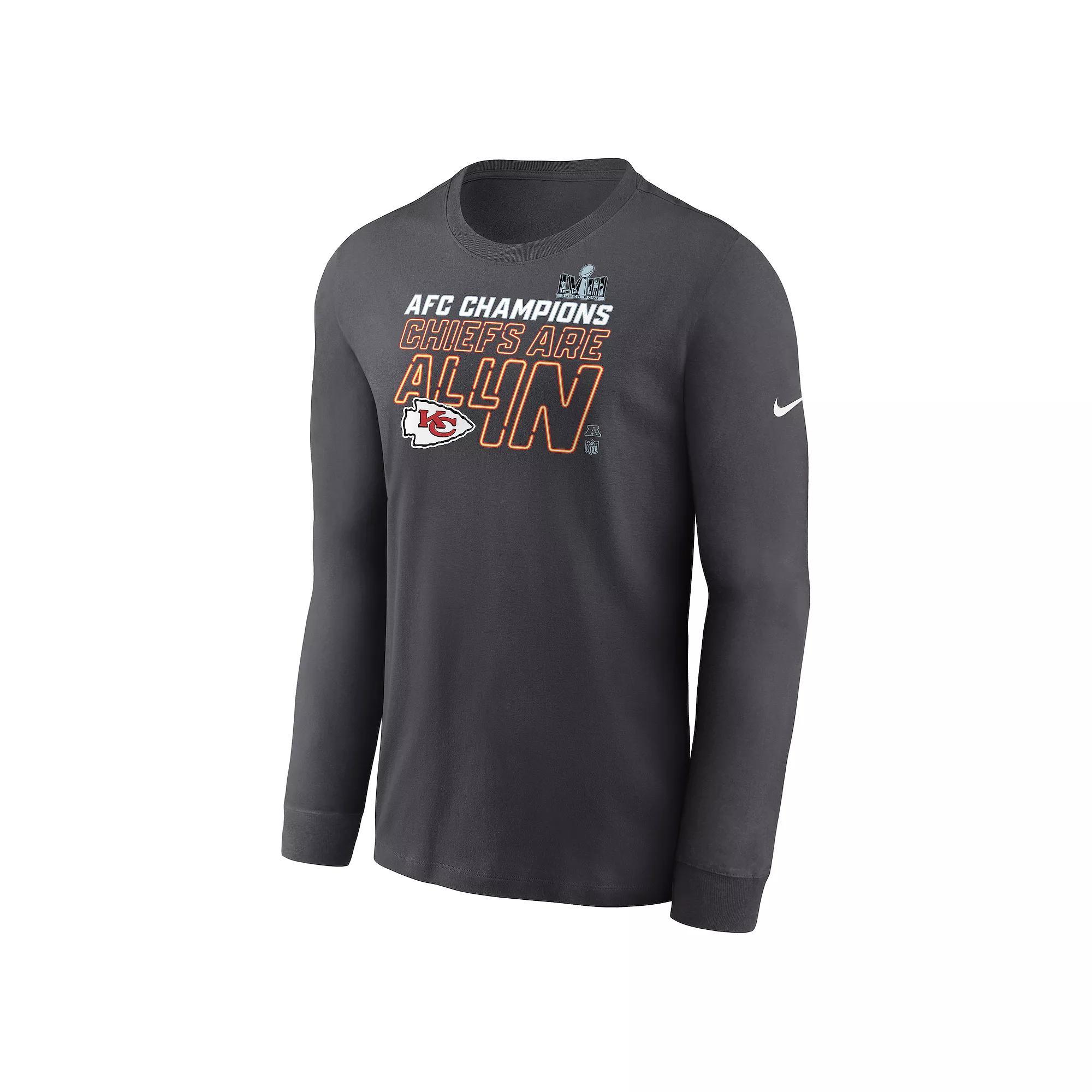 Men's Nike Kansas City Chiefs 2023 NFL Conference Champions - Trophy Collection Long Sleeve Tee, Size: 5XL, Anth Product Image
