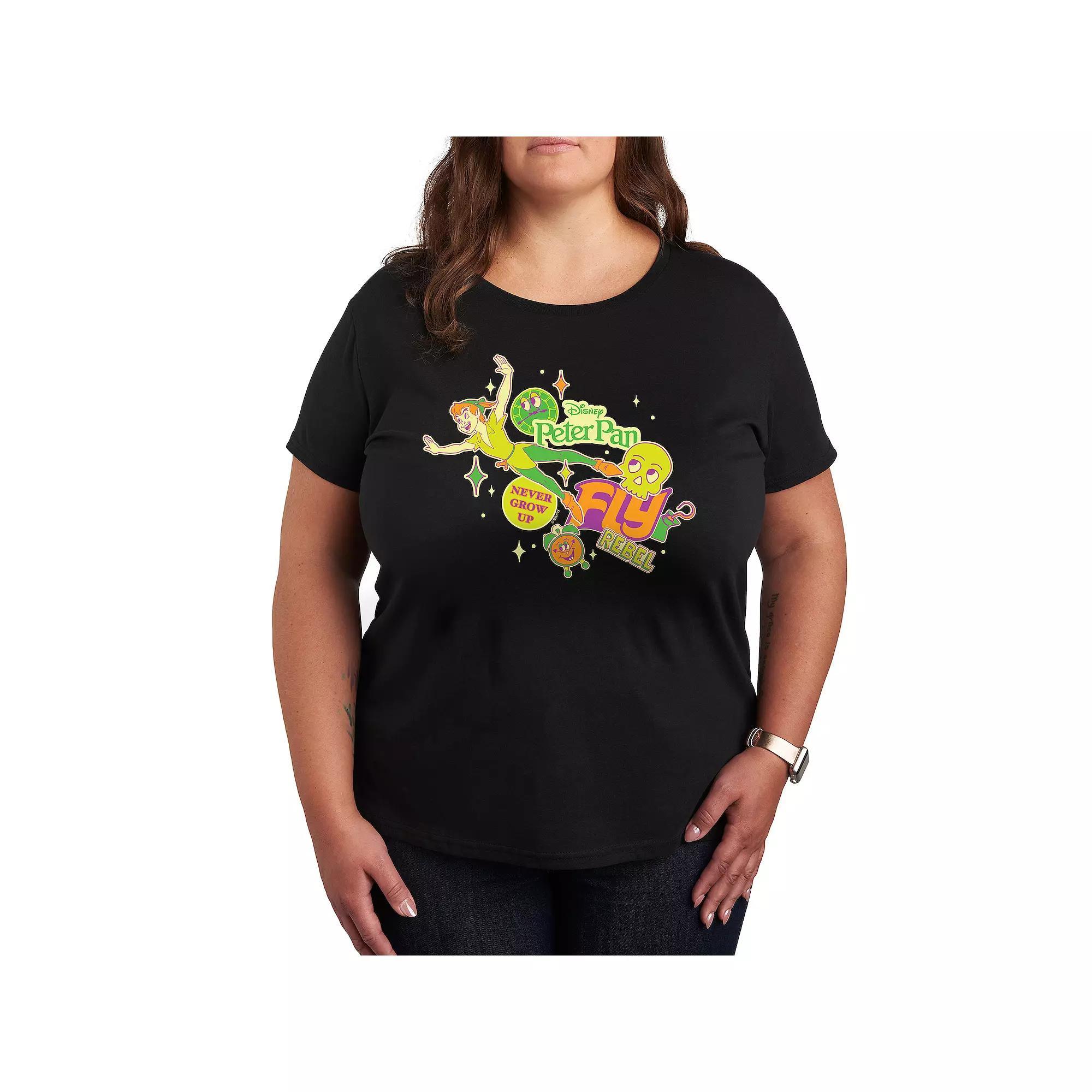 Disneys Peter Pan Plus Stickers Graphic Tee, Womens Blue Product Image