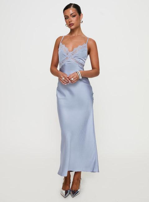 Treasure Bias Cut Maxi Dress Blue Product Image