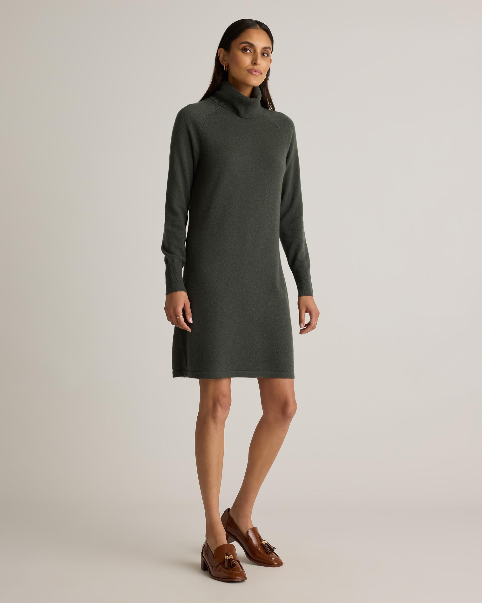 Quince | Women's Mongolian Cashmere Turtleneck Sweater Dress Size XS Product Image