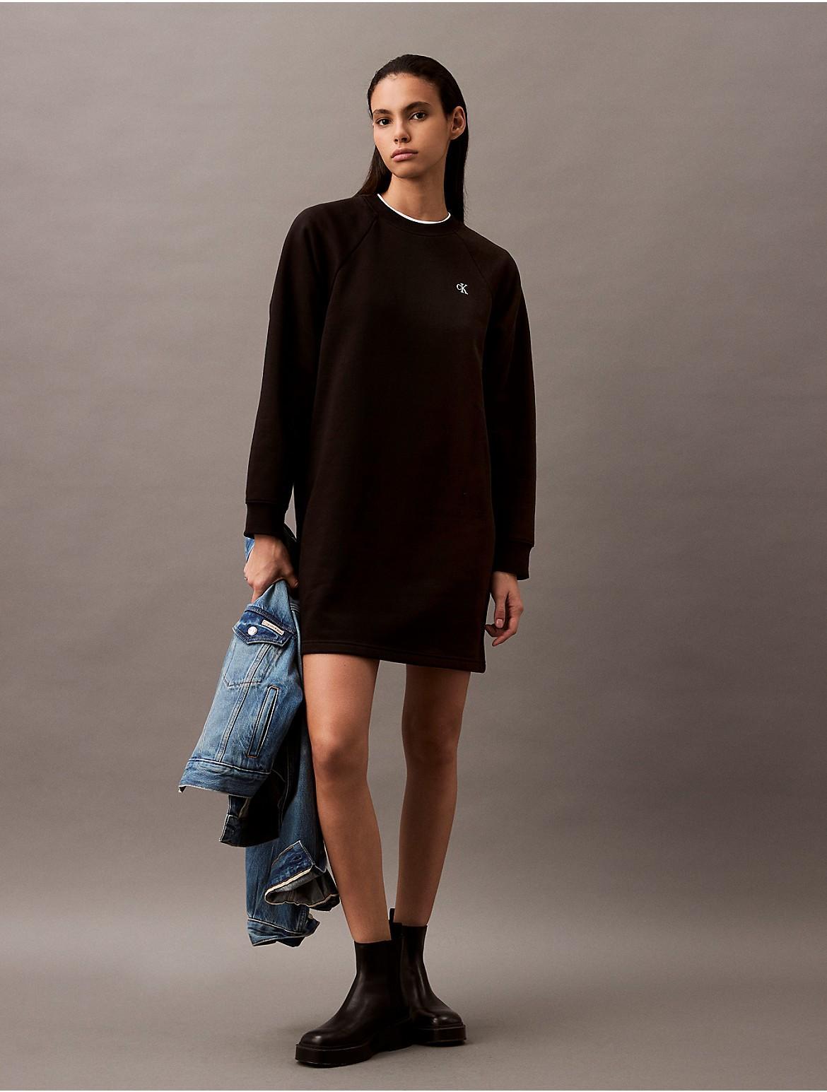 Calvin Klein Womens Archive Logo Fleece Dress - Black - XS Product Image
