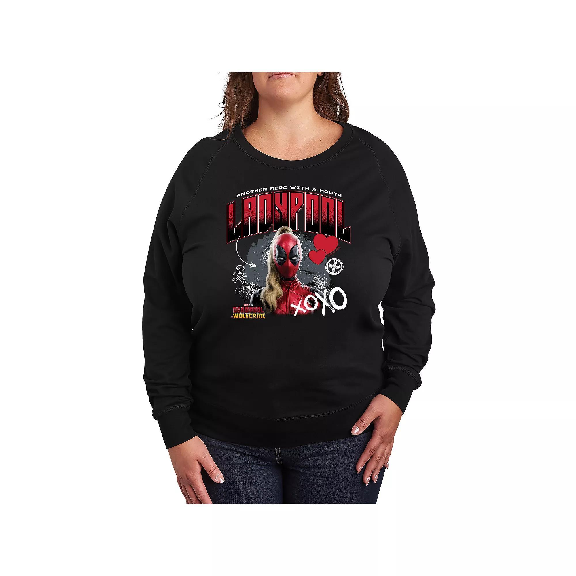 Plus Size Deadpool & Wolverine Ladypool French Terry Long Sleeve Tee, Womens Product Image