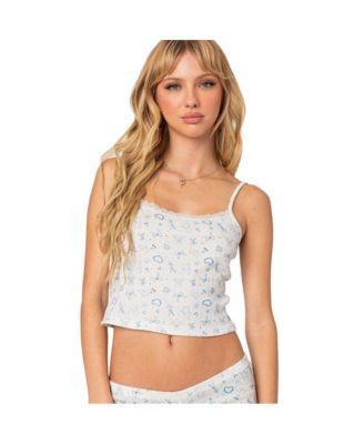 Womens Playtime printed pointelle tank top Product Image