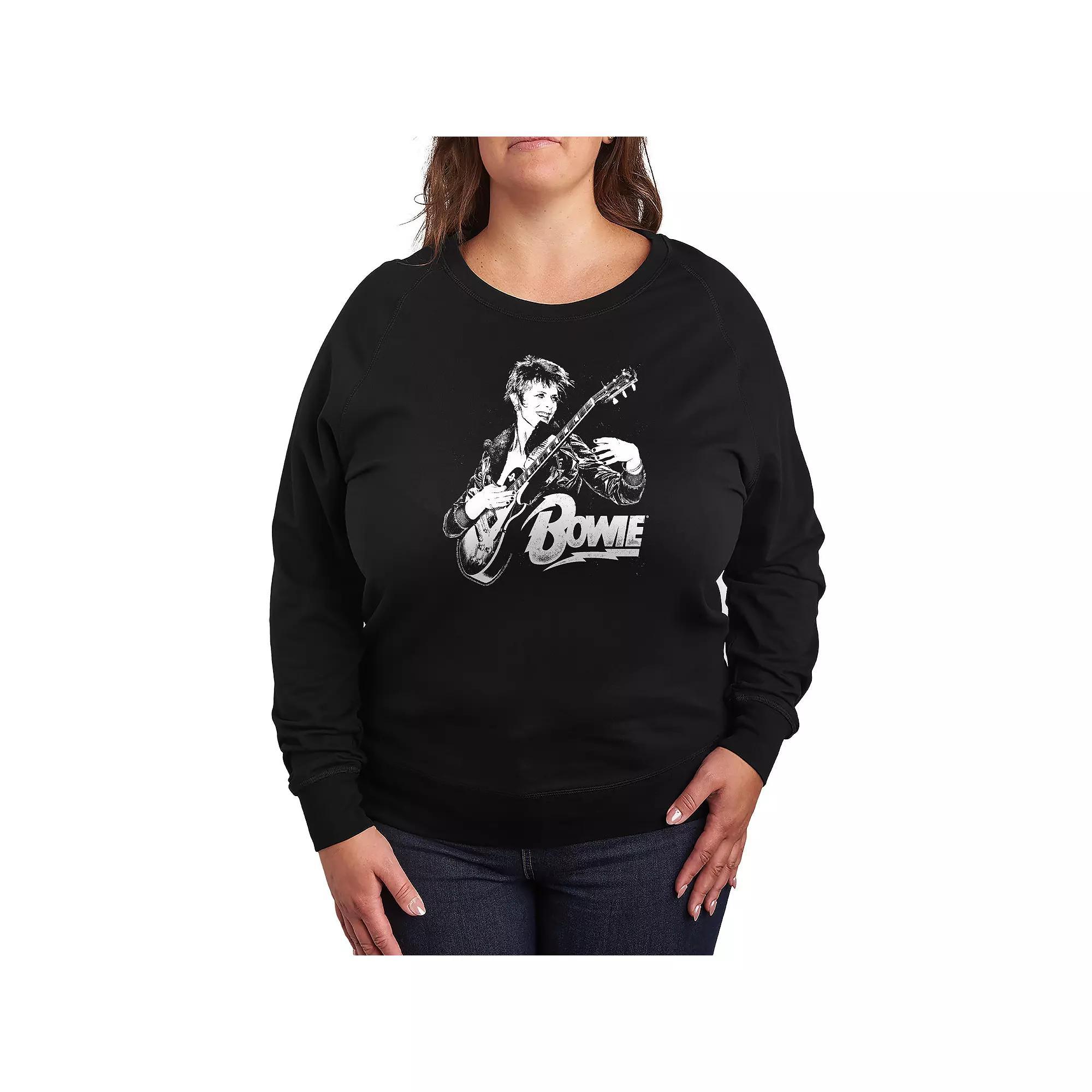 Plus Size David Bowie Punk French Terry Long Sleeve Tee, Womens Product Image