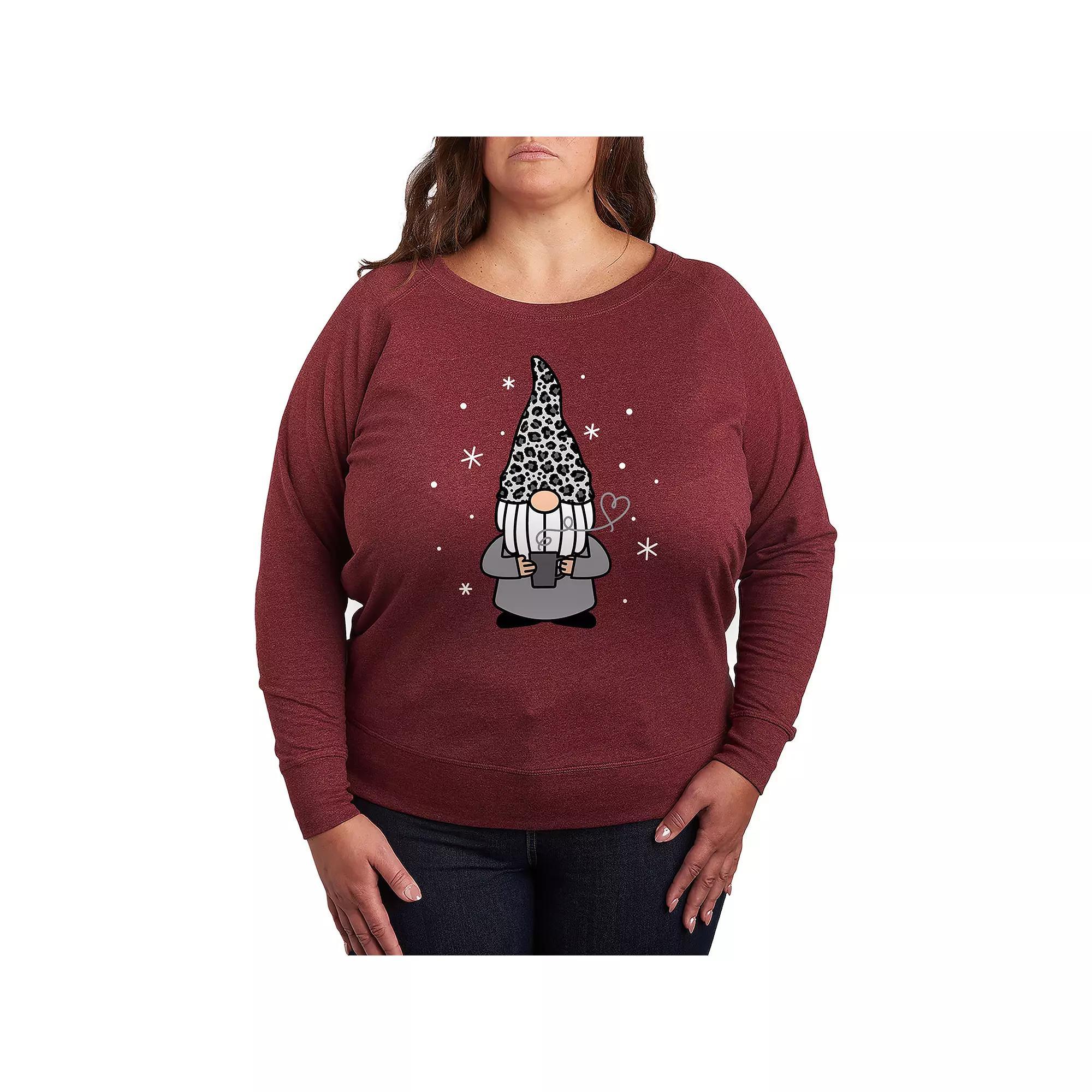 Plus Size The Dog Is My Favorite French Terry Long Sleeve Tee, Womens Grey Dark Red Product Image