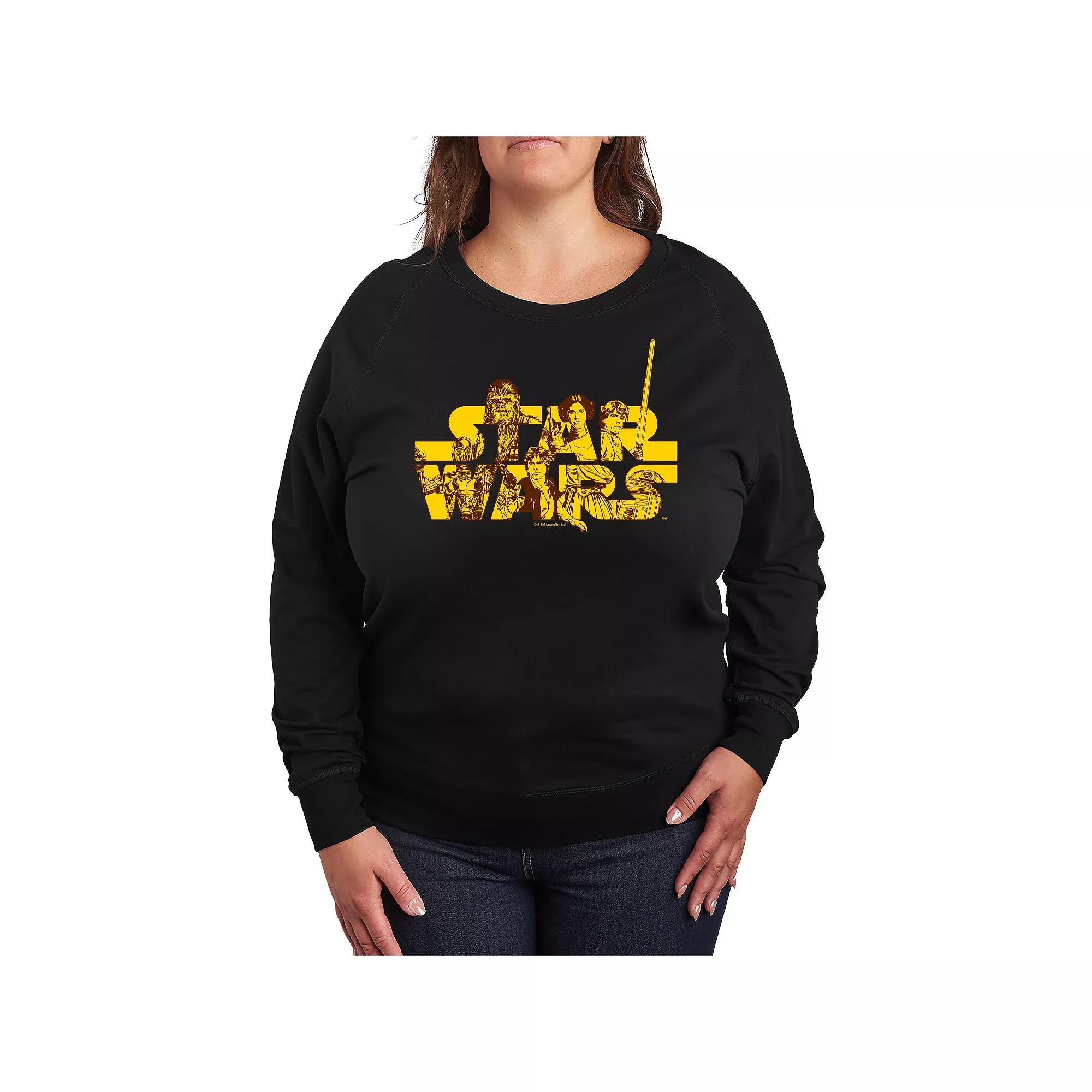 Plus Size Star Wars Logo Rebels French Terry Long Sleeve Tee, Womens Product Image