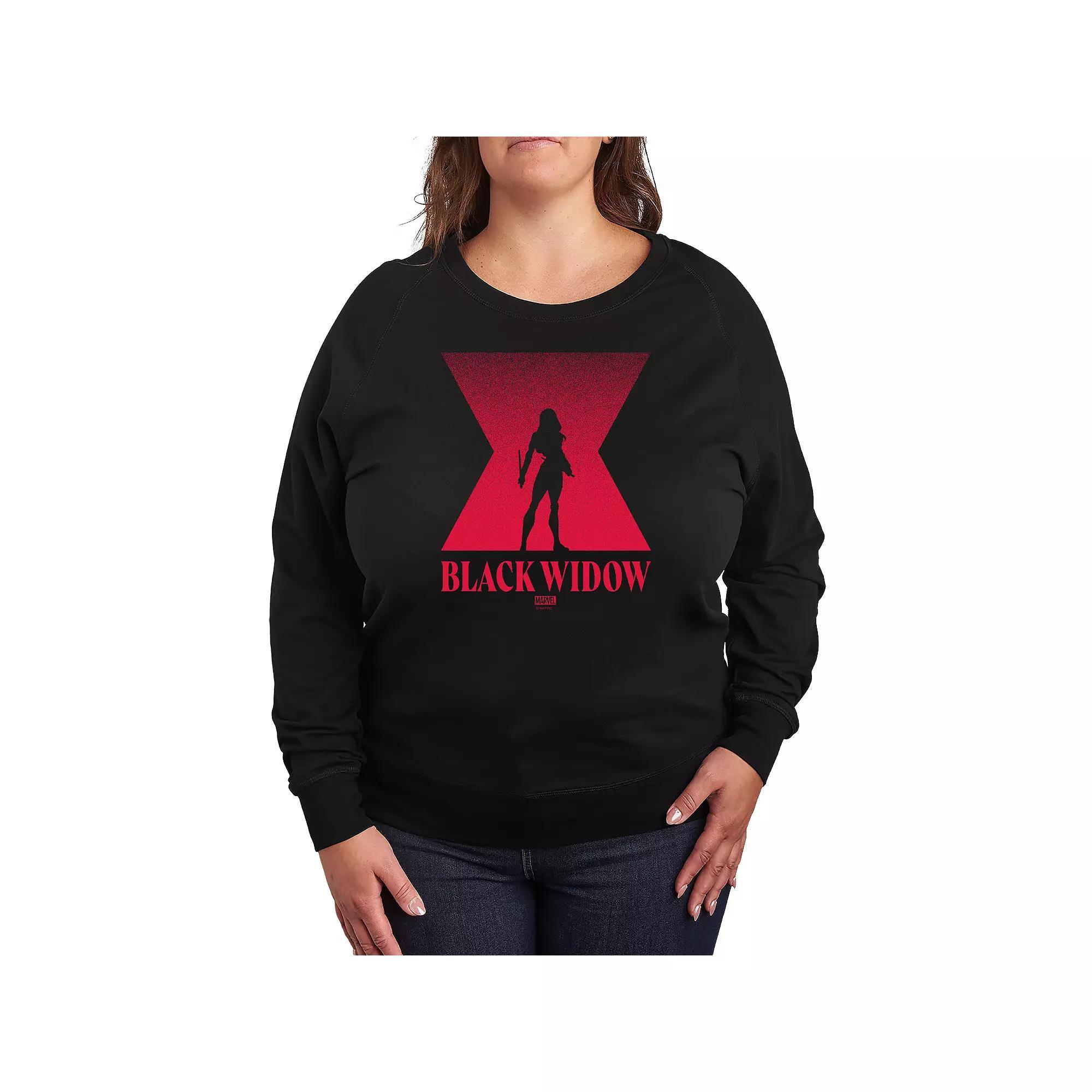 Plus Size Widow Silhouette French Terry Long Sleeve Tee, Womens Product Image