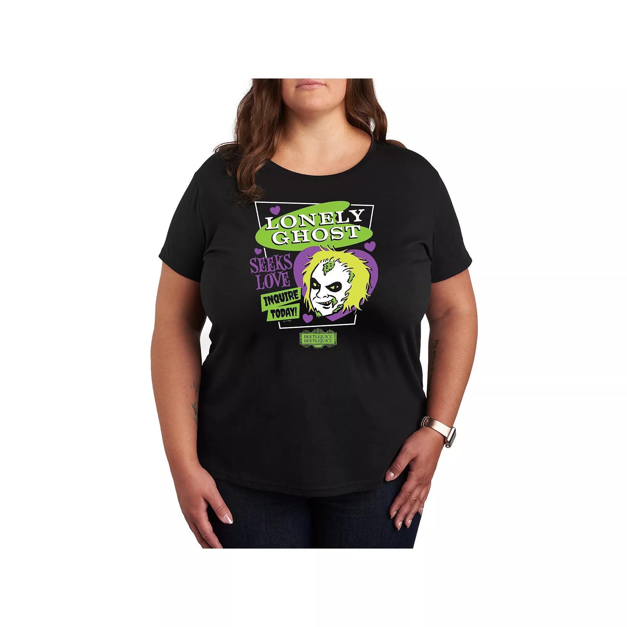Plus Size Beetlejuice 2 Lonely Ghost Graphic Tee, Womens Product Image