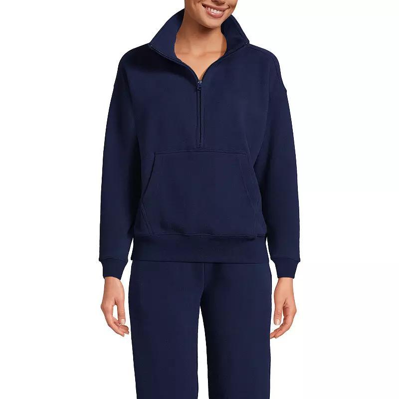 Women's Lands' End Modern Fit Half-Zip Sweatshirt, Size: Large, Twilight Blue Product Image