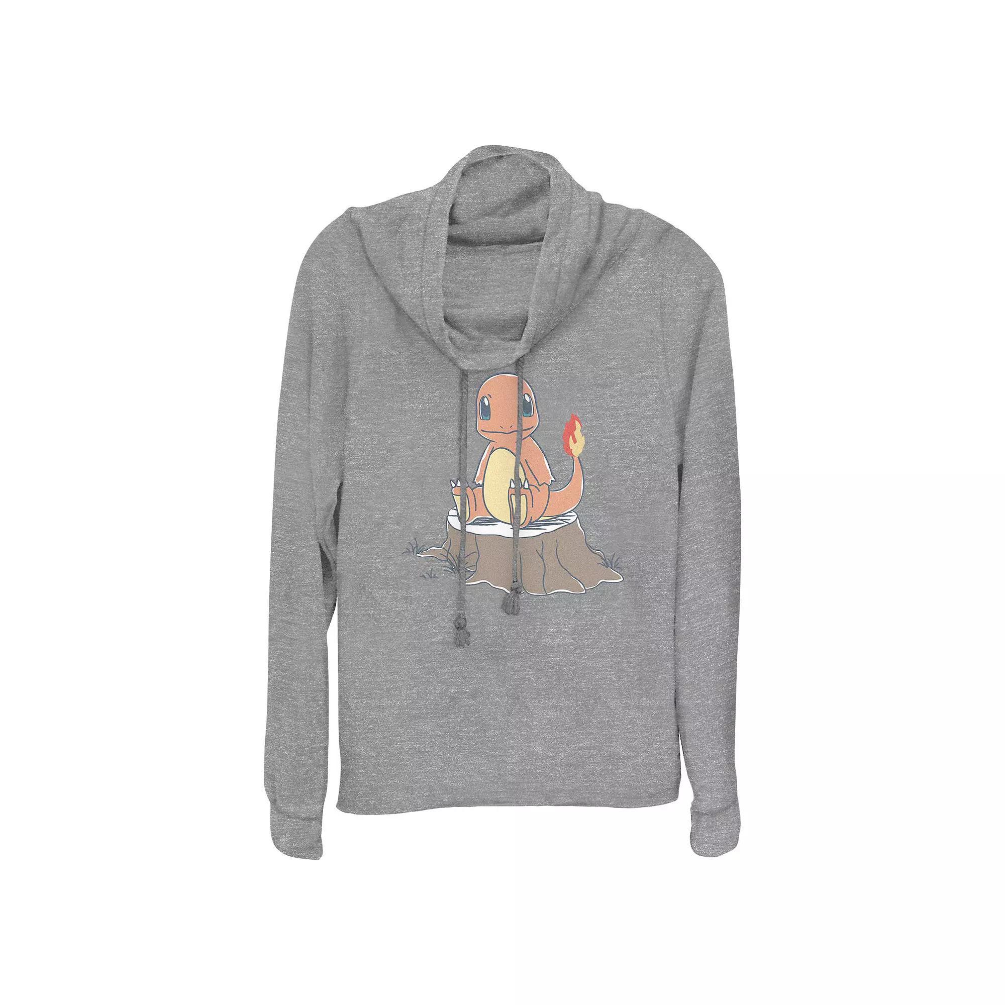 Disneys Minnie Mouse Spring Lady Womens Cowlneck Graphic Lightweight Long Sleeve Gray Grey Product Image