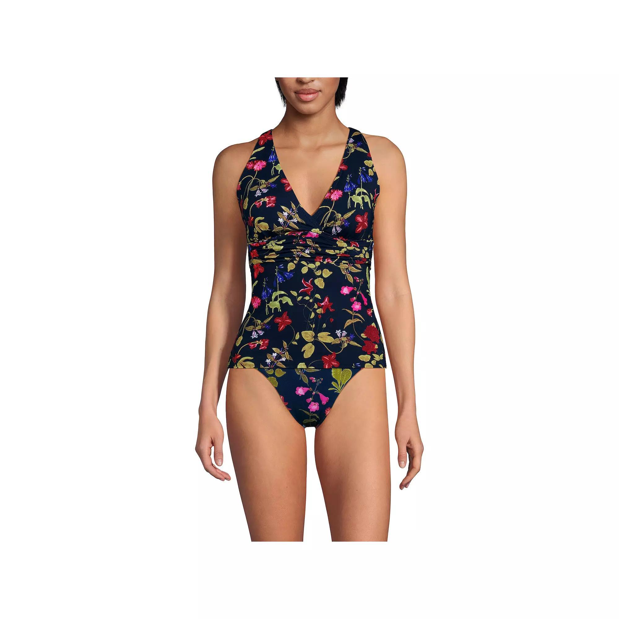 Women's Lands' End V-Neck Plunge X-Back Tankini Top, Size: XL, Dark Red Product Image