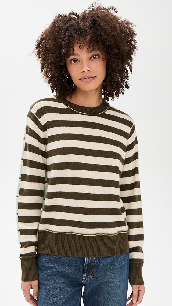 White + Warren Cashmere Mixed Stripe Crew Sweater | Shopbop Product Image