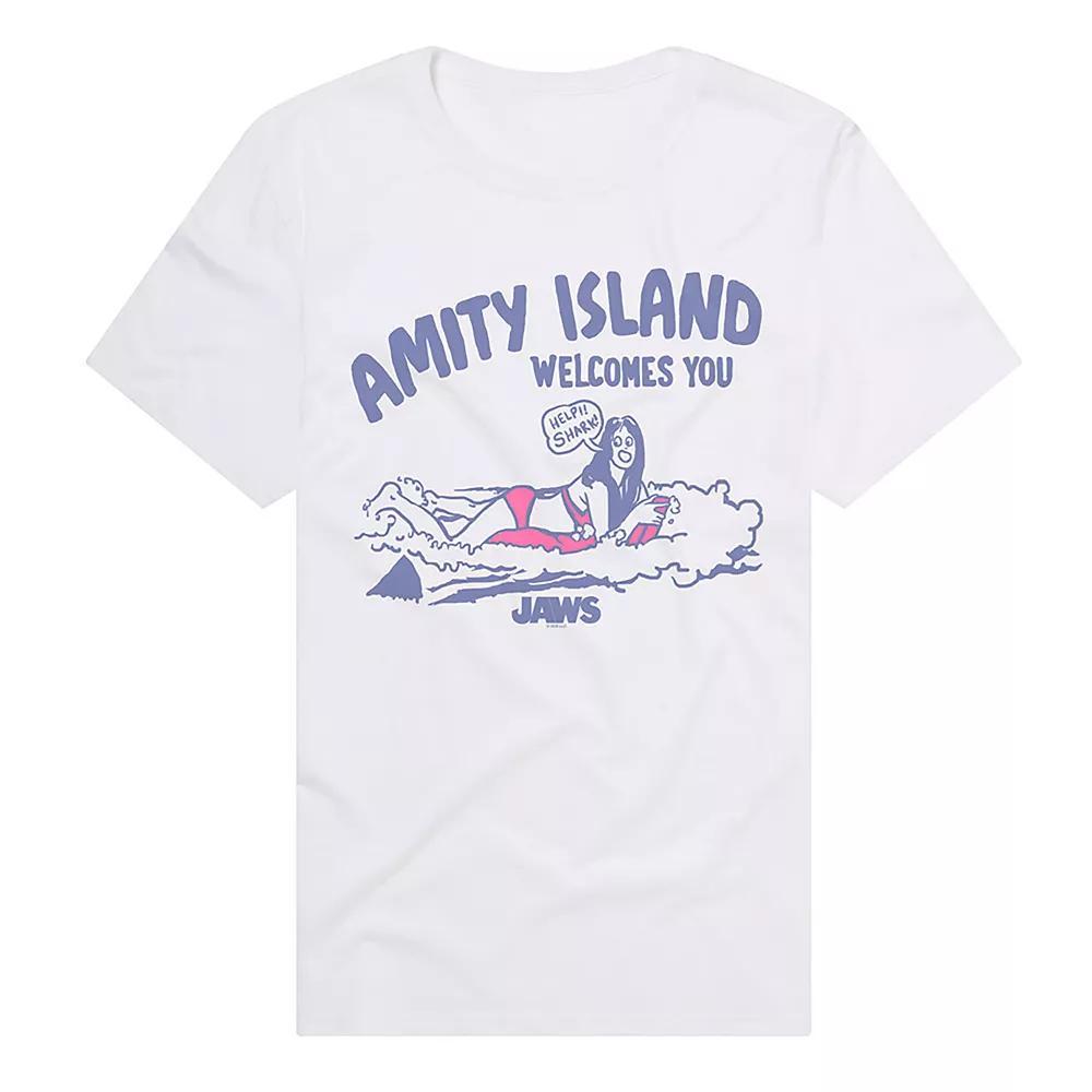 Men's Jaws "Amity Island Welcomes You" Graphic Tee, Size: Large, White Product Image
