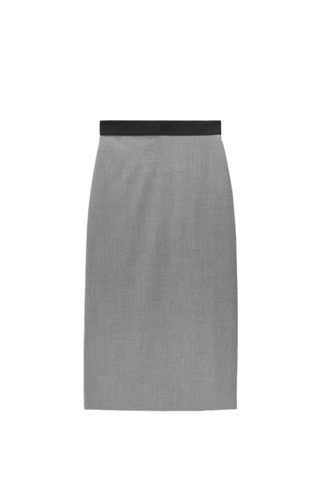 MSGM Maxirock Mit Logo-stickerei In Gris Product Image