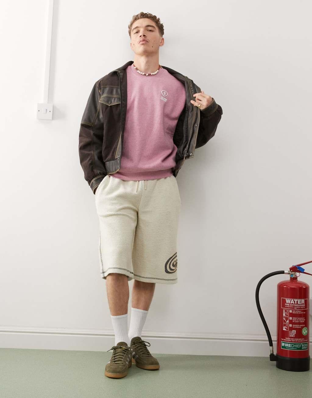 Aape By A Bathing Ape heart crew neck sweat in pink Product Image