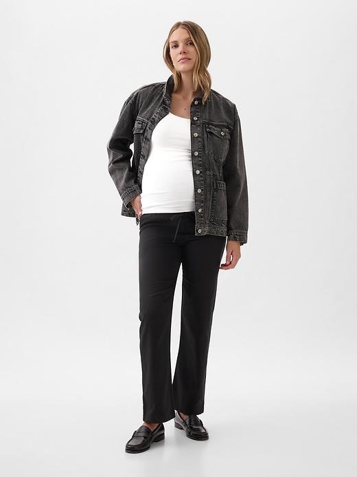 Maternity Full Panel Twill Khakis Product Image