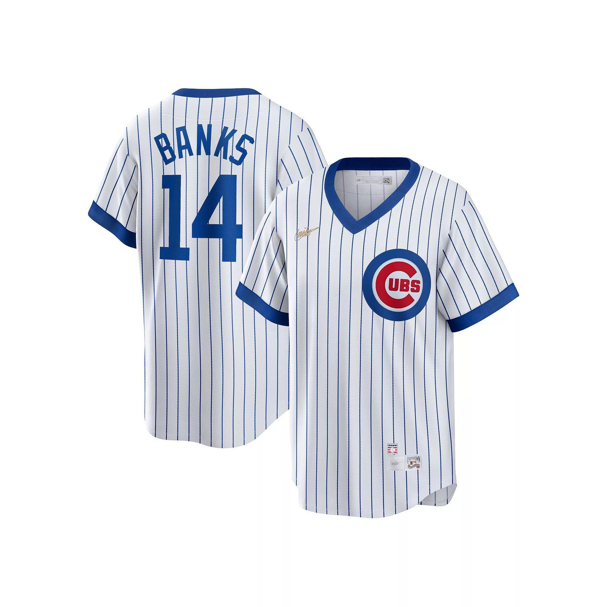 Men's Nike Ernie Banks White Chicago Cubs Home Cooperstown Collection Player Jersey, Size: Small Product Image