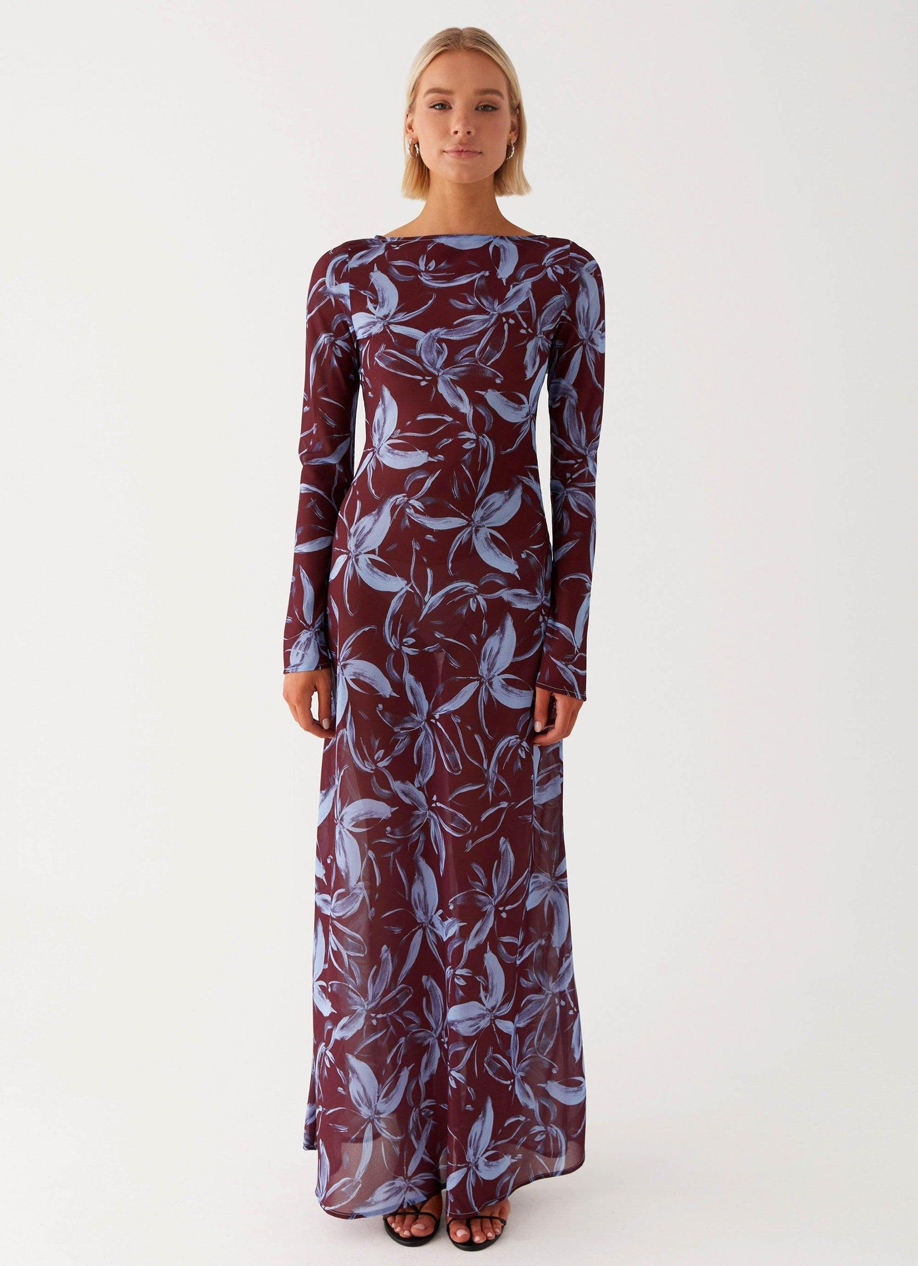 Lorde Maxi Dress - Brown Purple Floral Product Image