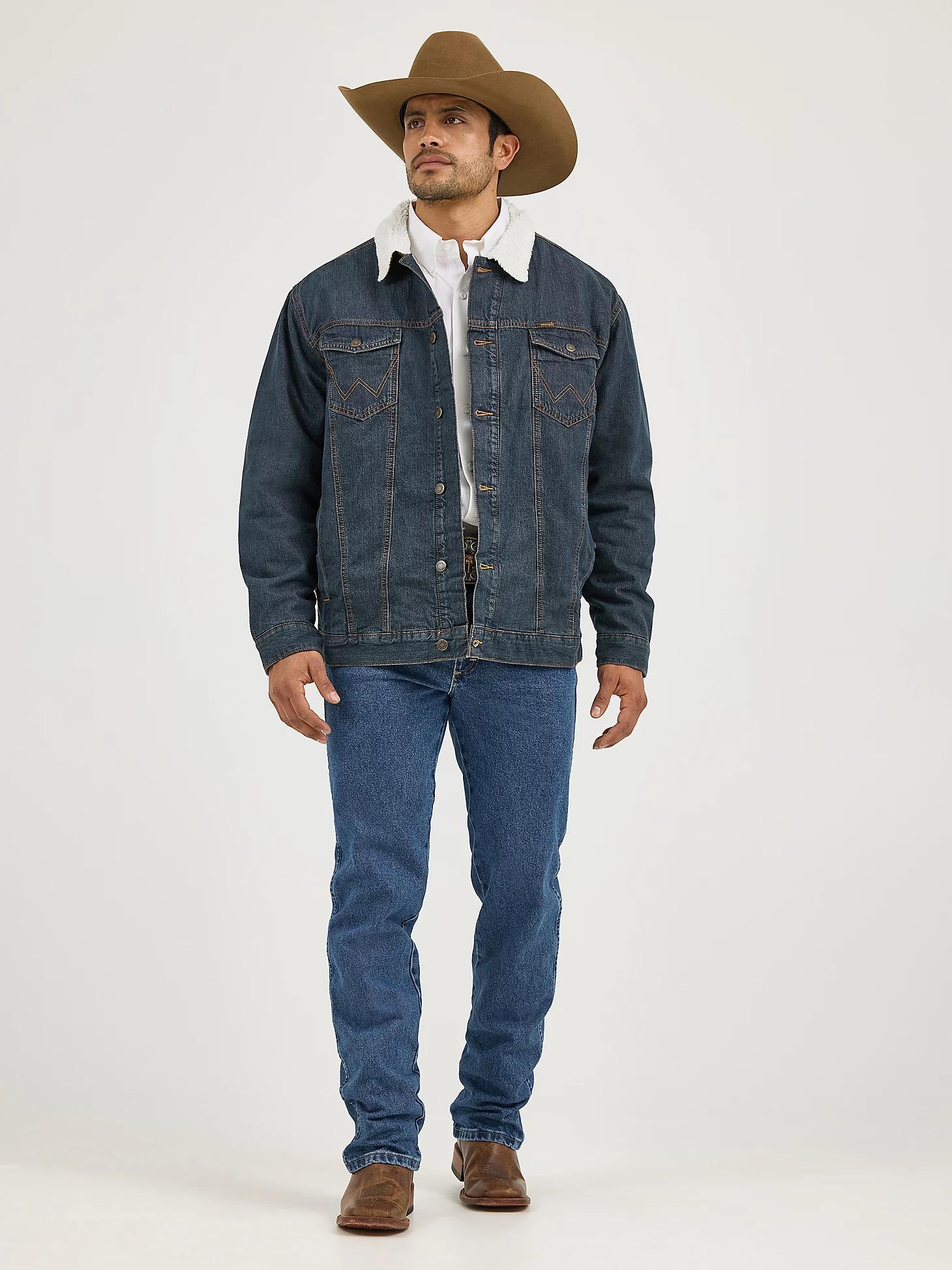 Wrangler® Western Sherpa Lined Denim Trucker Jacket | Men's JACKETS & OUTERWEAR | Wrangler® Product Image