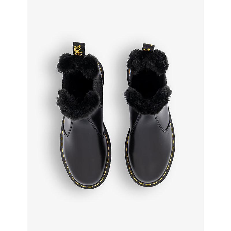 DR. MARTENS' Womens 2976 Leonore Faux Fur-lined Leather Chelsea Boots Grey Atlas Product Image
