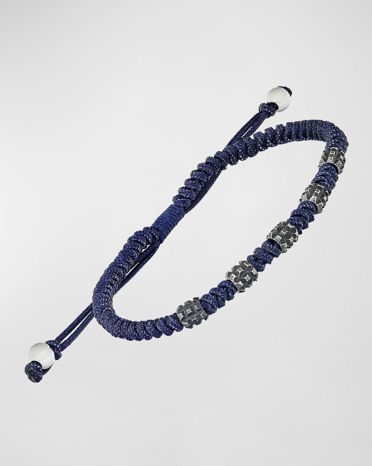 Mens Stainless Steel and Nylon Pull Cord Bracelet Product Image
