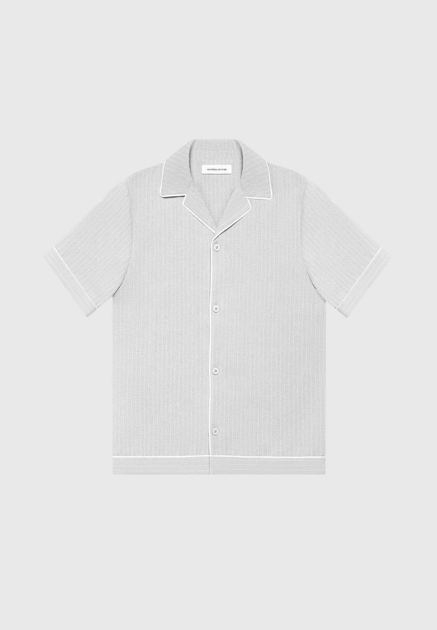 Pinstripe Revere Shirt - Grey Male Product Image