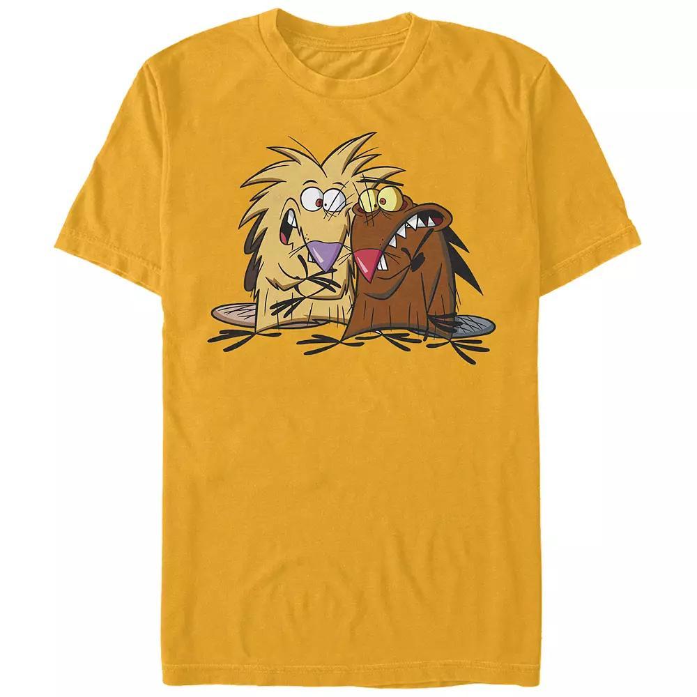 Men's Angry Beavers Crazy Eyes Portraits Graphic Tee, Size: Small, Gold Product Image