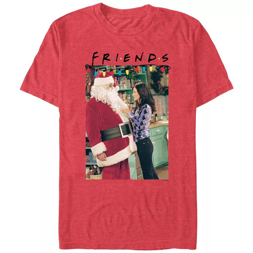 Men's Friends Santa Claus And Monica Graphic Tee, Size: XS, Red Grey Product Image