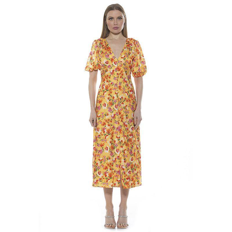 Women's ALEXIA ADMOR Lorelei Bubble Sleeve Midi Dress, Size: 8, Halogen Blue Product Image