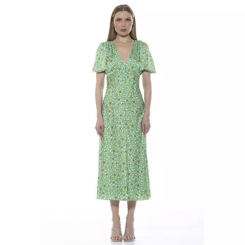 Womens ALEXIA ADMOR Lorelei Bubble Sleeve Midi Dress Product Image