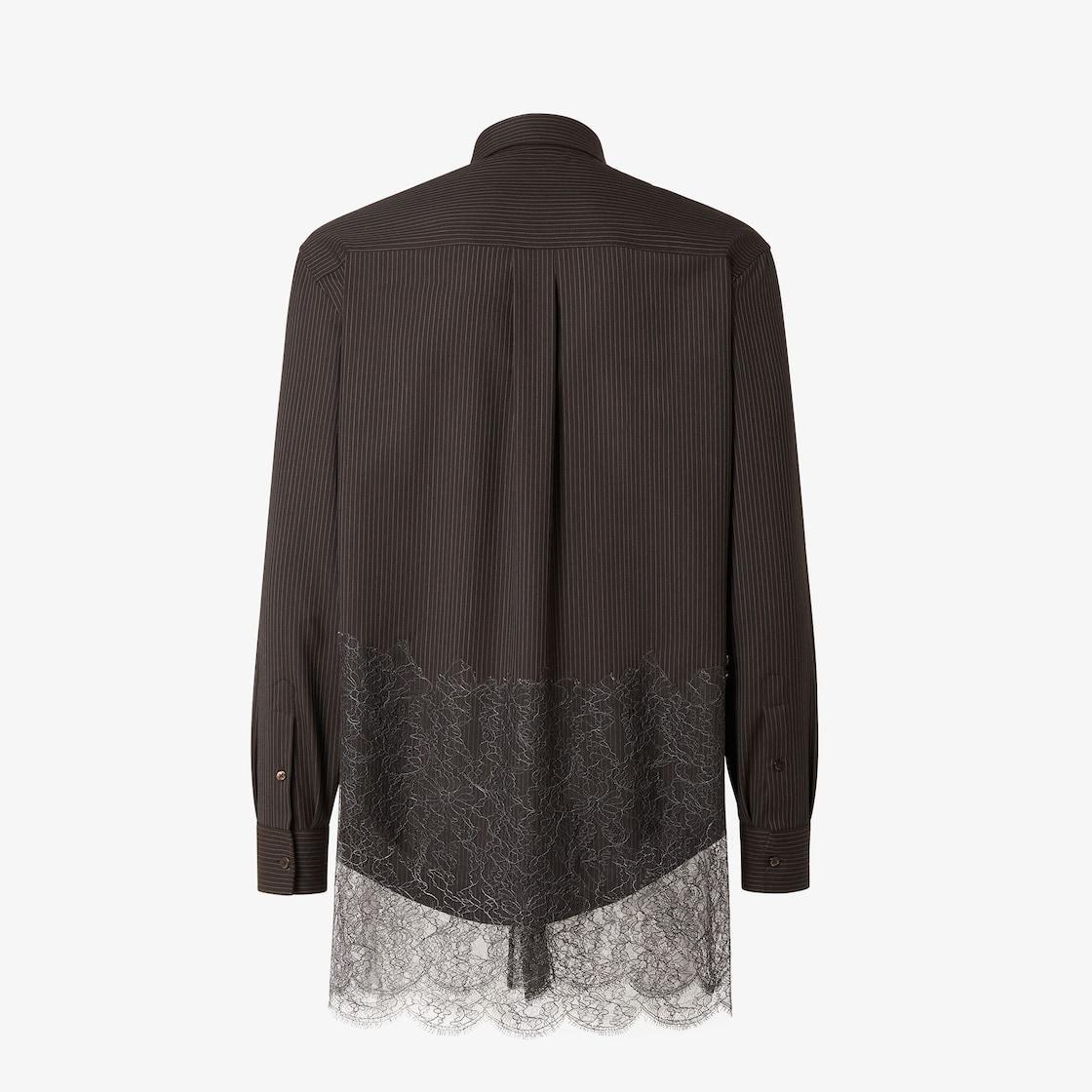 Shirt Black pinstriped wool and lace shirt Product Image