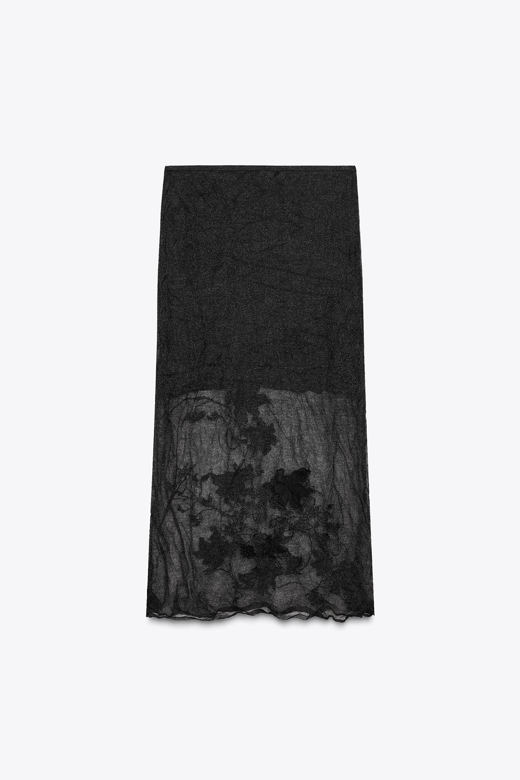 SEMI-SHEER STRUCTURED KNIT SKIRT Product Image