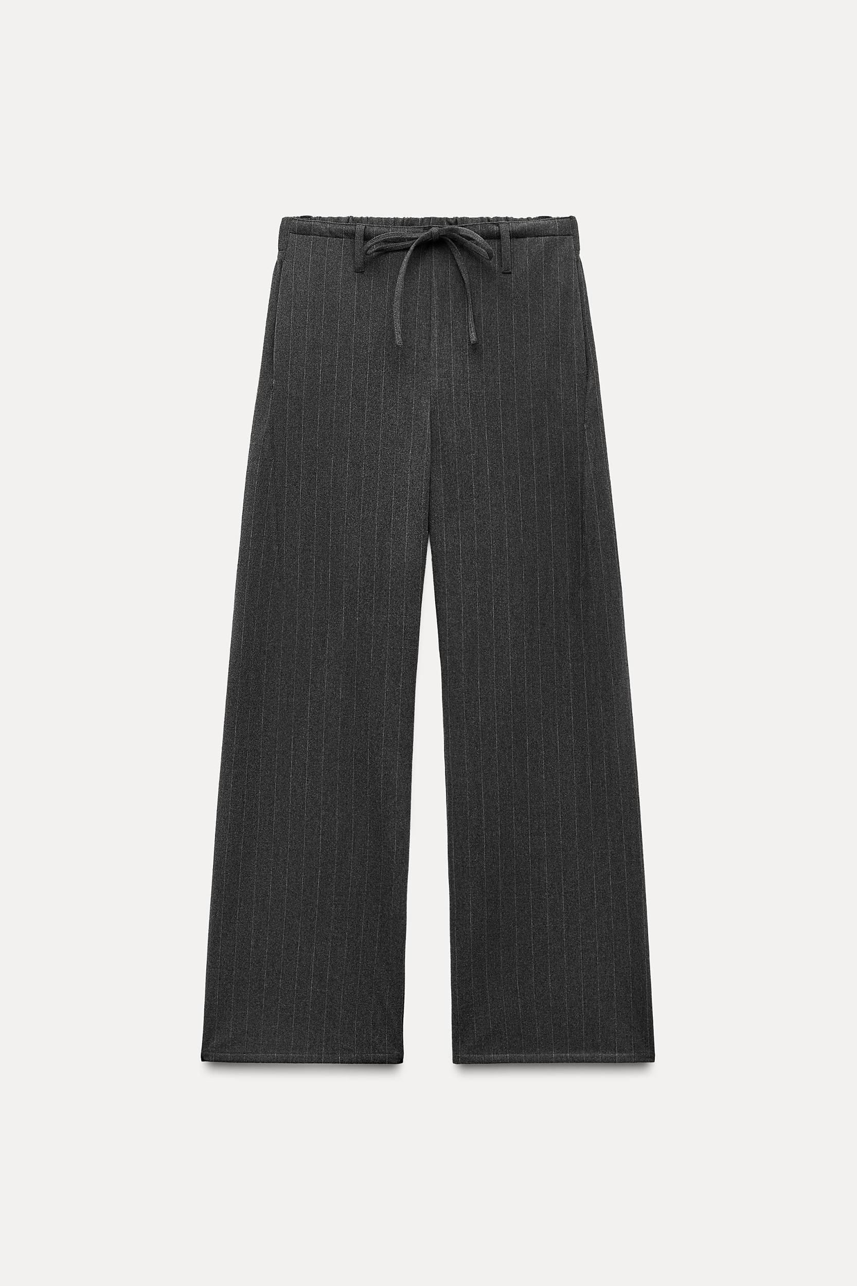 STRIPED DRAWSTRING FLANNEL PANTS Product Image