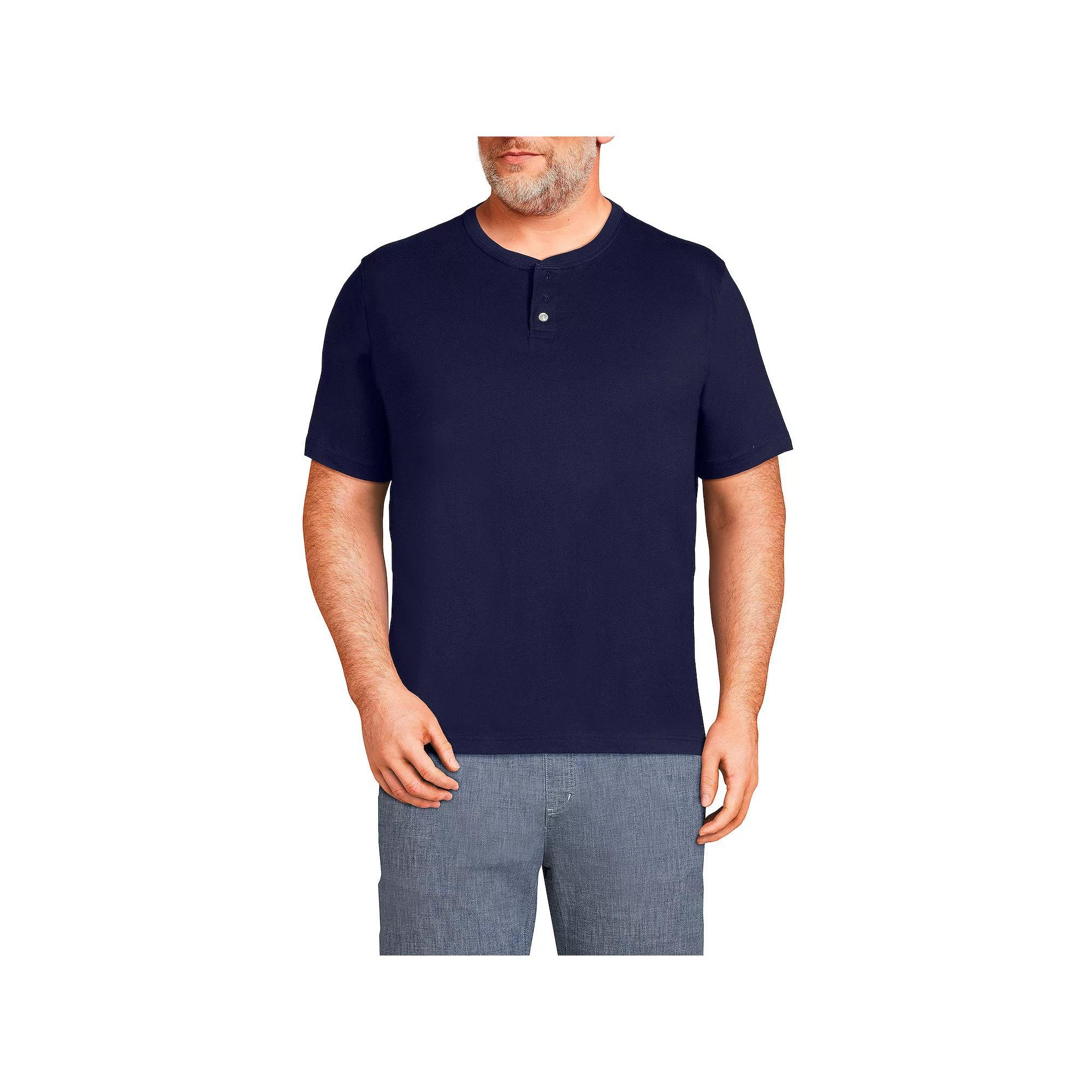 Big & Tall Lands' End Short Sleeve Super-T Henley Shirt, Men's, Size: 3XL Tall, Radiant Blue Product Image