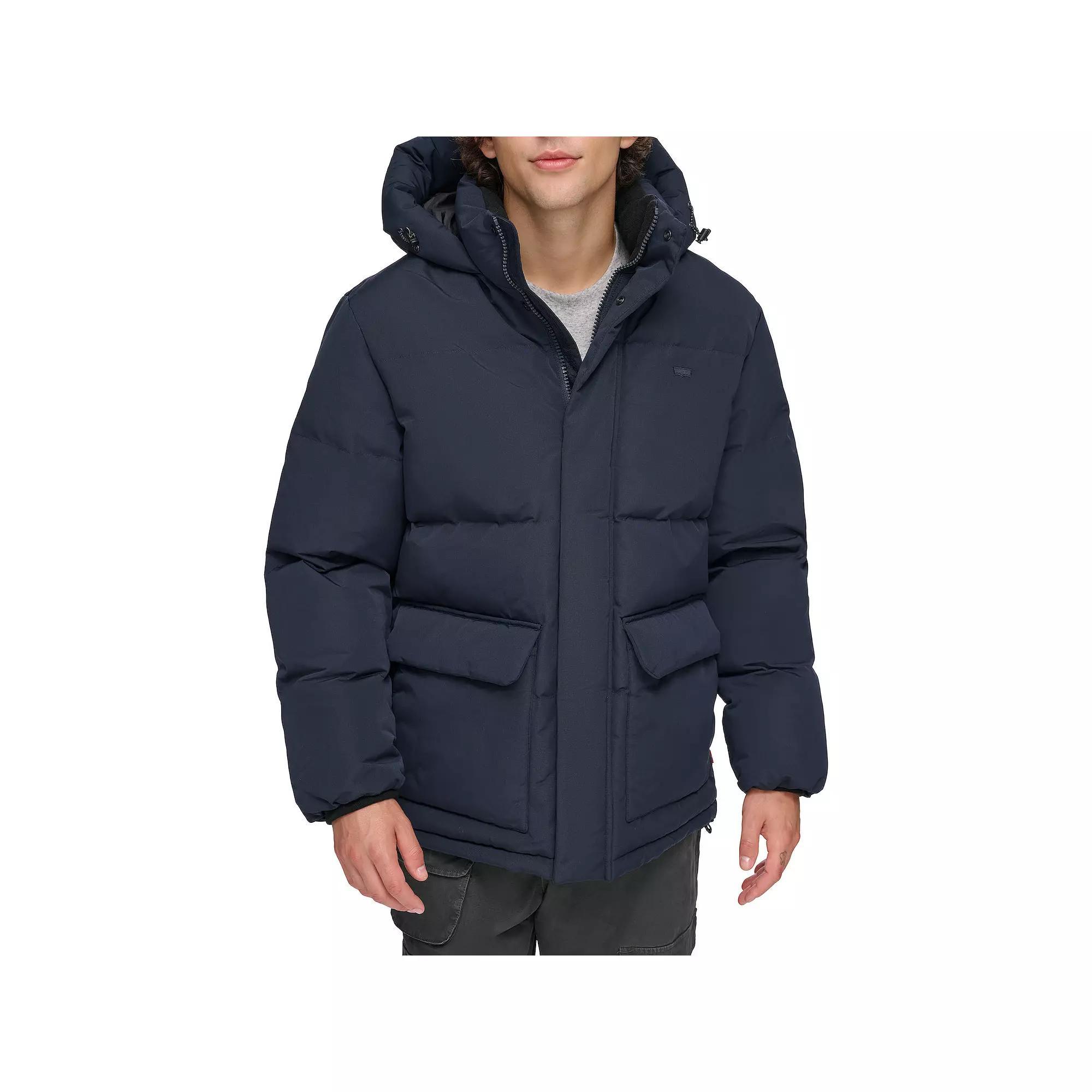 Mens Levis Heavyweight Hooded Puffer Parka Coat Green Product Image