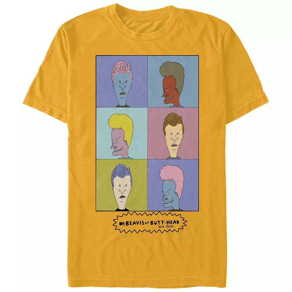 Men's Beavis And Butt-Head Pop Art Portraits Graphic Tee, Size: Medium, Gold Product Image