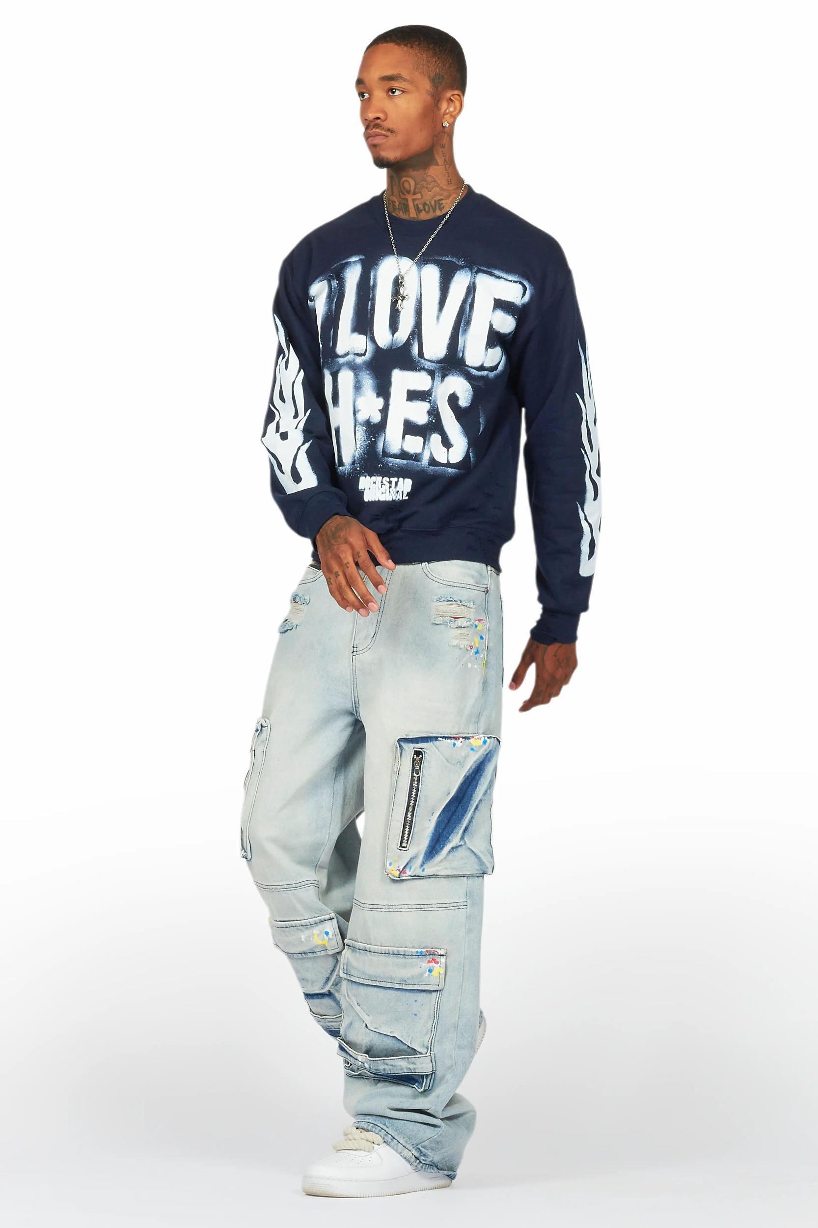 Banyan Navy/White Graphic Crewneck Male Product Image