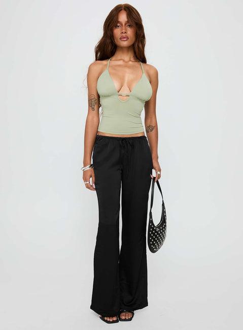Norwalk Plunge Neck Top Sage Product Image