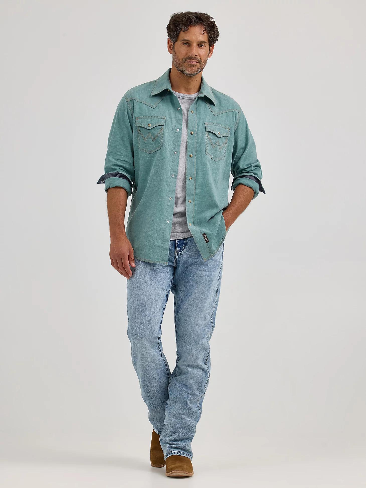 Men's Wrangler Retro Premium Western Snap Solid Shirt | Men's SHIRTS | Wrangler® Product Image