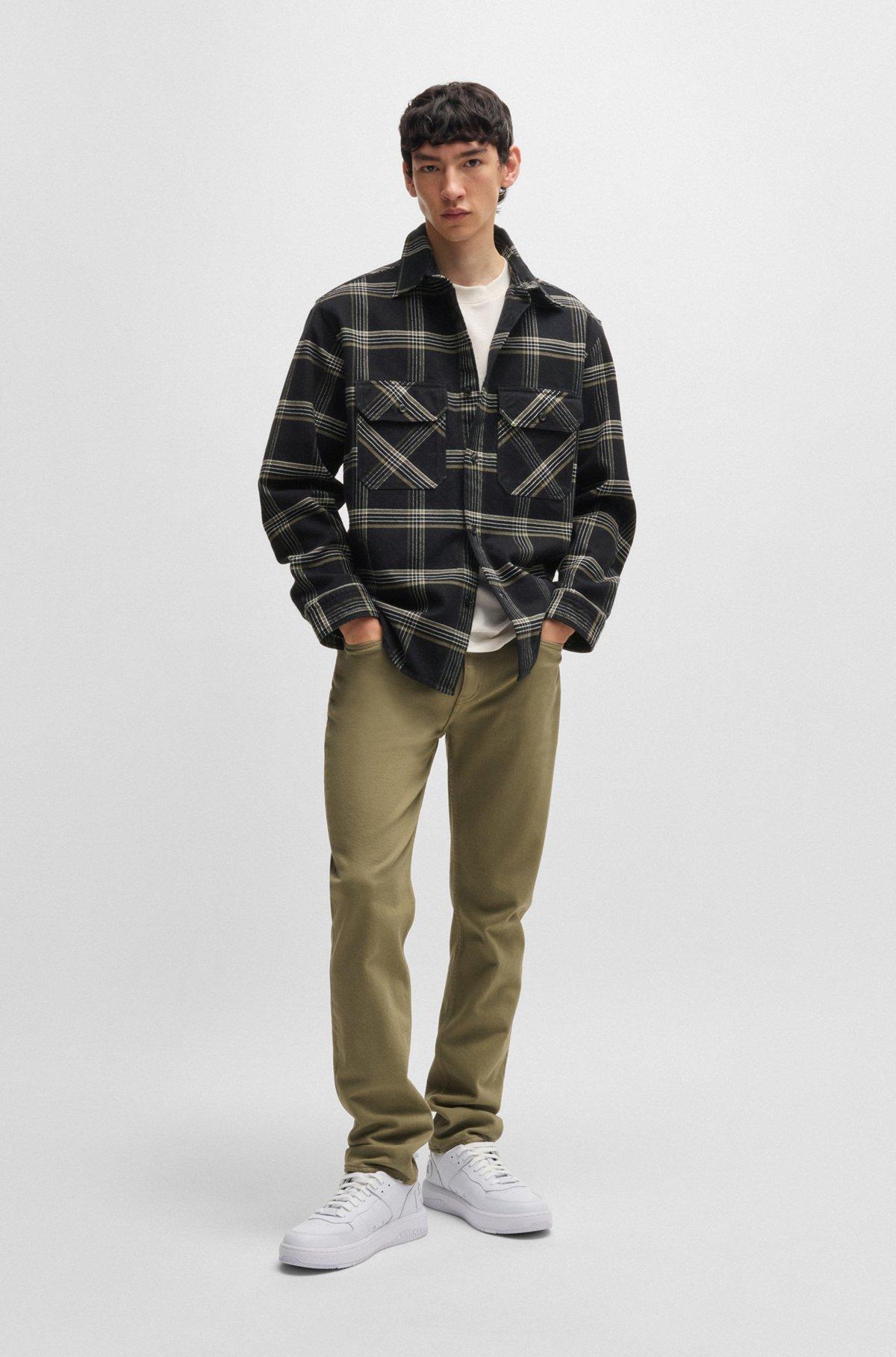 Oversize-fit shirt in checked cotton twill Product Image