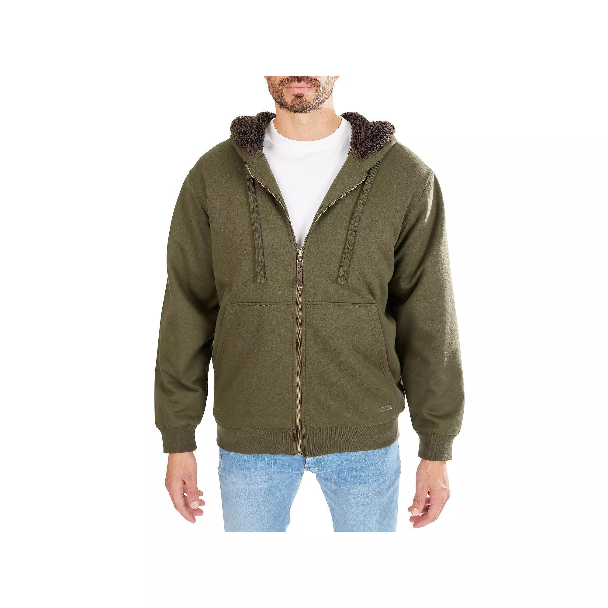 Men's Smith's Workwear Buffalo Plaid Sweater Fleece Hooded Jacket, Size: XL, Grey Grey Black Product Image